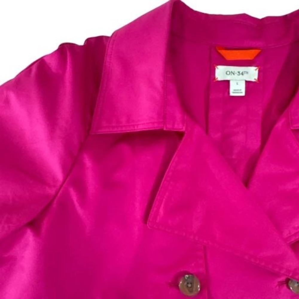 ON 34th Women's L Pink Double Breasted Short Trench Coat Cute NWOT - Picture 7 of 10